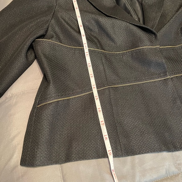 Black womens plus blazer Macy’s no label gold zipper size 22W shimmery - Picture 10 of 10